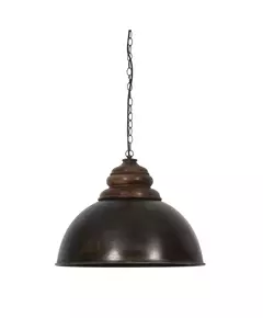 Hanglamp Leia zwart zink+kop hout bruin