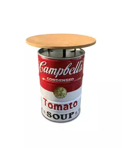 Barrelkings Campbell's soup statafel met houten blad 80x105 cm