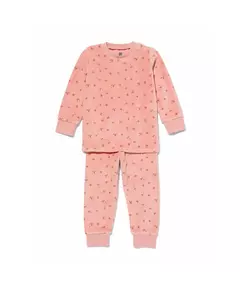 baby pyjama velours bloemen oudroze