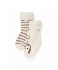 baby sokken met badstof - 2 paar beige