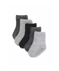 baby sokken met katoen - 5 paar grijs