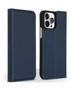 Accezz Premium Leather Slim Book Case voor Apple iPhone 13 Pro Max Telefoonhoesje Blauw
