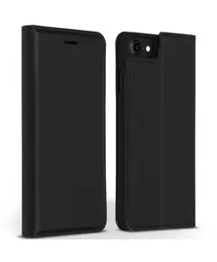 Accezz Premium Leather Slim Book Case voor Apple iPhone SE (2022 / 2020) / 8 / 7 / 6(s) Telefoonhoesje Zwart
