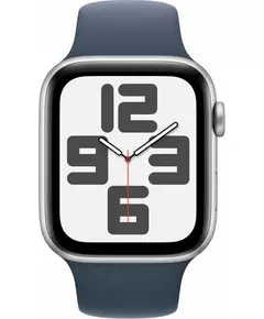 Apple Watch SE (2022) 44mm Zilver Aluminium Sportband M/L Smartwatch Blauw