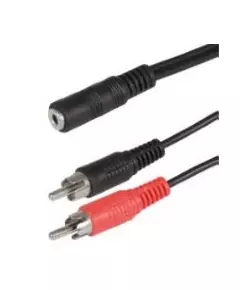 Scanpart audio adapterkabel 3.5mm - 2xRCA 0,2m Zwart Mini jack kabel