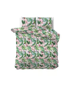 Dekbedovertrek Jolien Dekbedovertrek - Tweepersoons (200x220 cm) - Groen & Roze Katoen - Dessin: Natuur - Sleeptime Elegance 