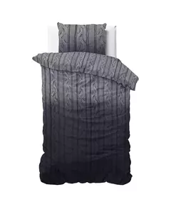 Flanellen Dekbedovertrek Dante - Eenpersoons (140x200 cm) - Antraciet - Dessin: Patroon - DreamHouse Bedding 