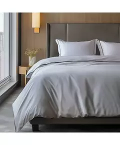 Dekbedovertrek Hotel Piping - Lits-Jumeaux (240x220 cm) - Wit Microvezel - Dessin: Effen - Luna Bedding 