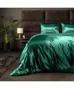 Dekbedovertrek Silk Satin - Lits-Jumeaux (240x220 cm) - Groen Microvezel - Dessin: Effen - Fresh & Co 