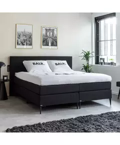 2-Persoons Boxspring BALR. Hotel - Zwart 180x210 cm - Pocketvering - Inclusief Topper 