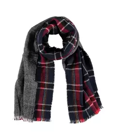 Winter sjaal met Schotse ruit donkerblauw