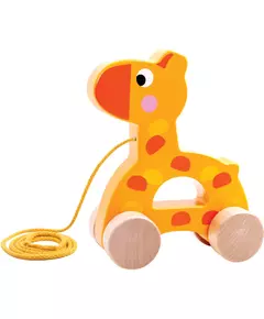 Giraffe Houten Trekfiguur 18 maanden Geel/Oranje