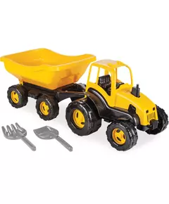 tractor met aanhangwagen geel/zwart 4-delig