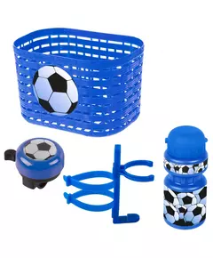accessoiresset Voetbal jongens blauw/wit 4-delig