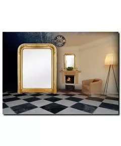 Barok spiegel met ronde hoeken, toogspiegel Romeo goud