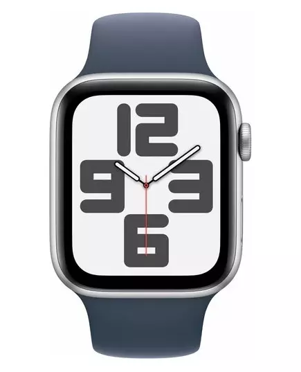 Apple Watch SE (2022) 44mm Zilver Aluminium Sportband M/L Smartwatch Blauw