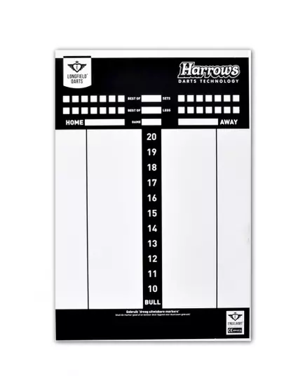 Scoreboard voor darts met spelregelboekje 45x 30 cm