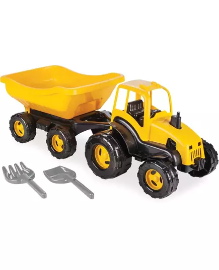 tractor met aanhangwagen geel/zwart 4-delig